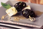Dried Plum, Feta Pickup Sticks with Drizzled Honey