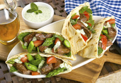 Grilled Lamb and California Asparagus Pitas with Tsatsiki Sauce