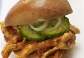 Carolina Pulled Chicken Sliders with Easy Summertime Pickles