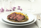 American Lamb Loin with Eggplant-Orange Puree