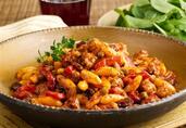 Cavatelli Pasta with Sweet Sausage, Roasted Peppers and Raisins