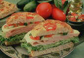 Focaccia Sandwich with Turkey and Basil Salsa