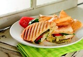 Grilled Chicken Sandwiches with Pesto, Brie, and Arugula