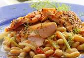 Seared Salmon with White Beans & Fennel