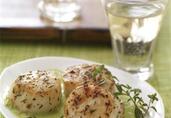 Ginger Scallops with Creamy Pea Purée