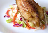 Baked Cinnamon Chipotle Catfish with Sweet Pepper Slaw
