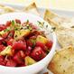 Peach and Watermelon Salsa with Cinnamon Tortilla Chips