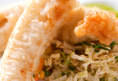 Crispy Tempura Cod over Napa Cabbage Slaw With Green Onion-Ginger Sauce