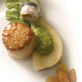Sea Scallops, Green Salsa with California Raisins (Salsa de Pasitas Verdes) and Pears