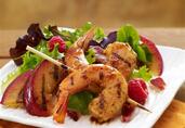 Applewood Grilled Shrimp & Plum Salad with Cinnamon-Honey Dressing