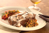 Stuffed American Lamb Shoulder Chops with Fresh Mushroom Sauce
