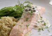 Poached Salmon with Creamy Piccata Sauce