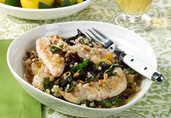Chicken Tenders with Swiss Chard and Israeli Couscous