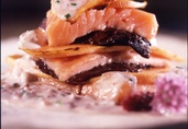 Salmon Sweet Potato and Forest Mushroom "Lasagna"