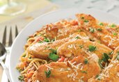 Chicken Tenders Over Pasta with Creamy Slow-Roasted Tomato Sage Sauce