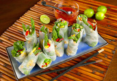 California Asparagus Spring Rolls with Sweet Red Chili Dipping Sauce