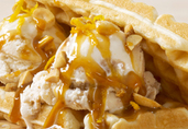 Belgian Waffle Ice Cream Sandwich with Florida Orange Caramel Sauce