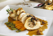 Red Wine Roasted Chicken with California Raisins and Bread Stuffing