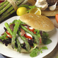 California Asparagus Sandwich with Roasted Red Pepper, Mozzarella, Pancetta and Lemon Aioli