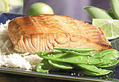 Grilled Honey Ginger Salmon with Sesame Pea Pods
