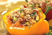 Stuffed Peppers with Rice, Apples & Bacon