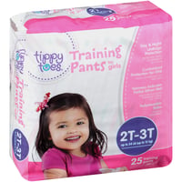 Tippy Toes 2T-3T (Up To 34 Lb) For Girls Training Pants 25 ea