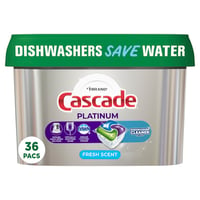 Cascade Platinum ActionPacs Dishwasher Detergent Pods, Fresh Scent, 36-Ct.  Tub