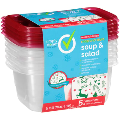 Simply Done - Simply Done, Snap And Store Soup & Salad Containers & Lids,  Seasonal Design (24 fl oz), Grocery Pickup & Delivery