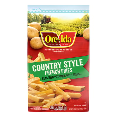 Ore-Ida Country Style French Fries Seasoned Frozen Potatoes with Skins, 30  oz Bag
