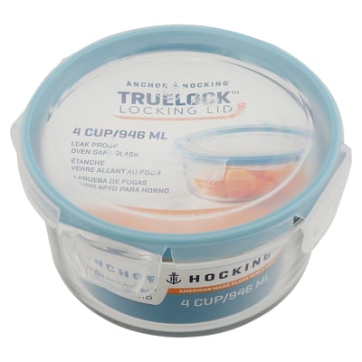 Anchor Hocking Glass 1 Cup Round Food Storage with Truelock Locking Lid  Value Pack, 4-Piece Set - Macy's