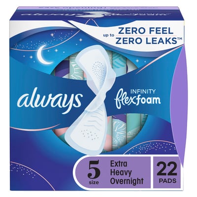 Always - Always Infinity Flexfoam Size 5 Extra Heavy Overnight Flexi-Wings  Pads 22 Count (22 count)
