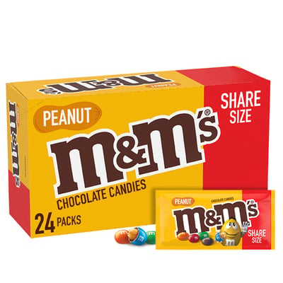 M&M'S - M&M'S Chocolate Candy, Share Size Peanut Chocolate Candy, 3.27 oz,  (24 count)