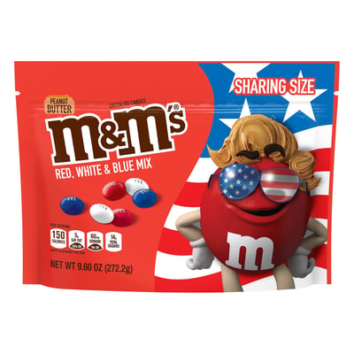 M&M's Peanut Chocolate Candies Red, White, Blue, 62 Ounce