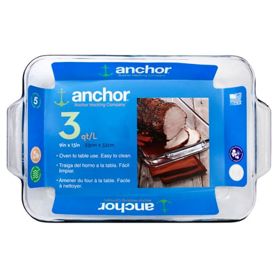 Anchor 3 Qt. 9 x 13 Glass Baking Dish - Lodging Kit Company