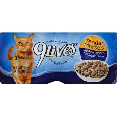 9 Lives - 9 Lives, Cat Food, with Real Turkey & Chicken in Sauce, Tender  Morsels (4 count) | Shop | Weis Markets