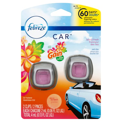 2 Count Febreze Car 0.06 Oz With Gain Moonlight Breeze Vent Clip Air  Freshener