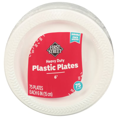 First Street - First Street, Plastic Plates, Heavy Duty, 6 Inches (75  count)