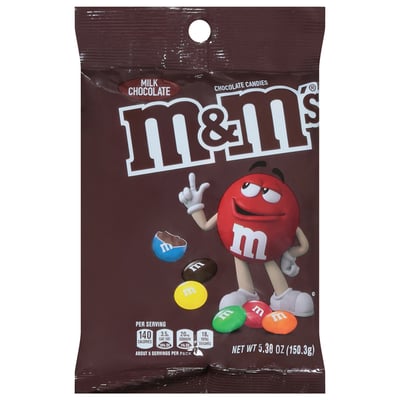 M&M's Peanut Milk Chocolate Candy Take Home Size Bag, 200-g
