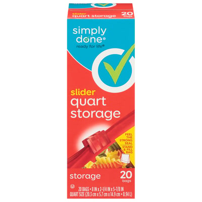 Simply Done - Simply Done, Storage Bags, Slider, Quart Size (20 count), Grocery Pickup & Delivery