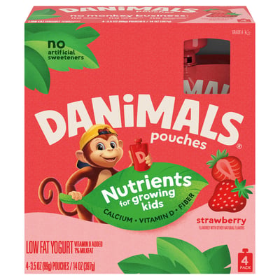 Danimals - Danimals, Strawberry Kids Low Fat Yogurt Pouches (4 oz