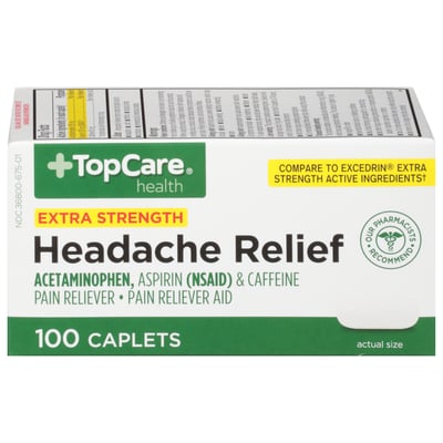  Excedrin Extra Strength Pain Relief Caplets For Headache  Relief, Temporarily Relieves Minor Aches And Pains Due To Headache - 200  Count : Health & Household