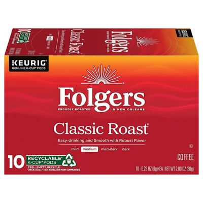 Folgers - Folgers Classic Roast Coffee K-Cup 10 Count (10 count) | Shop |  Winn Dixie