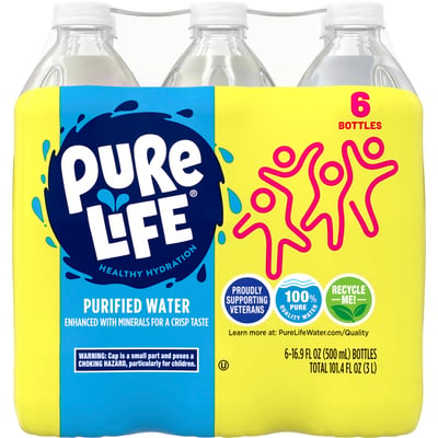Pure Life Purified Bottled Water, 16 Ounce, 24-pack