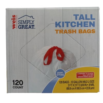 Weis Simply Great - Weis Simply Great Tall Kitchen Trash Bags 13 Gallon  Drawstring (120 count), Shop