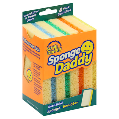 Scrub Daddy Sponge + Scrubber, Dual Sided, 4 Pack - 4 sponge + scrubber