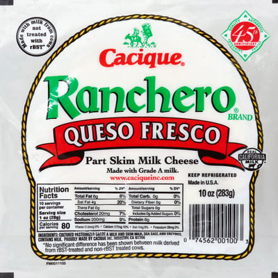 Cacique Queso Fresco Part Skim Milk Cheese, 10 oz (Refrigerated