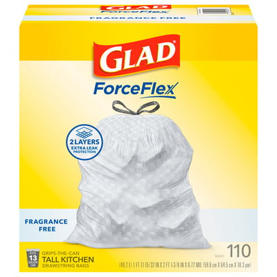 Glad - Glad, ForceFlex - Bags, Drawstring, Kitchen, Fragrance Free 