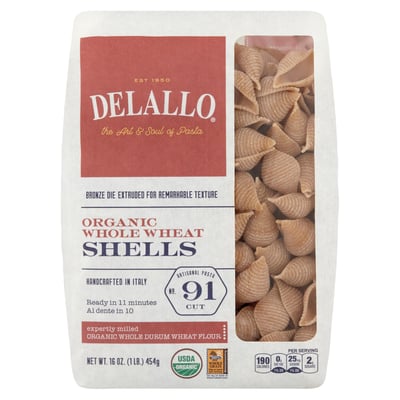 Delallo - Delallo, Shells, Organic, Whole Wheat, No. 91 Cut (16 oz), Shop
