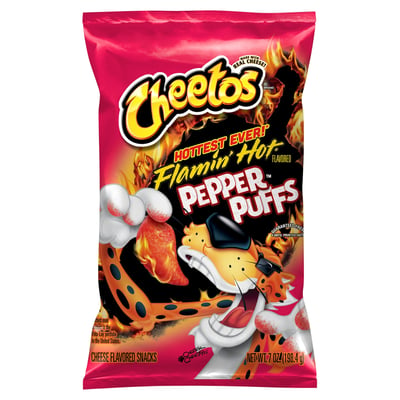 Cheetos Flamin' Hot Puffs Cheese Flavored Snacks, 8 oz