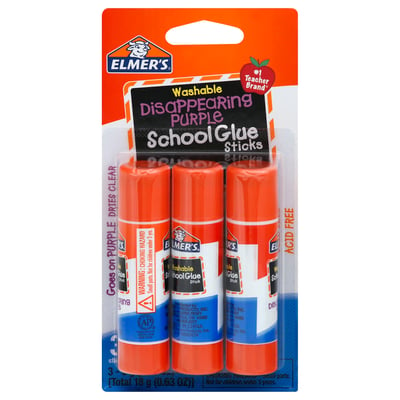 Elmers School Glue Sticks, Disappearing Purple, Washable